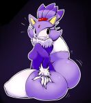  accessory anthro big_butt blaze_the_cat breasts butt choobsters clothing digital_media_(artwork) domestic_cat eyelashes felid feline felis female fur gloves hair_accessory handwear hi_res huge_butt legwear mammal motion_lines neck_tuft purple_body purple_fur raised_leg sega small_breasts solo sonic_the_hedgehog_(series) squish surprise thick_thighs thigh_highs thigh_squish tuft 