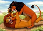  disney duo felid feline feral fight hair hi_res lion male male/male mammal mane mane_hair open_mouth pantherine rawr scar_(the_lion_king) simba the_lion_king wwredgrave 