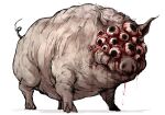  animal_focus bleeding blood blood_from_eyes extra_eyes horror_(theme) kankan33333 no_humans original pig simple_background white_background 