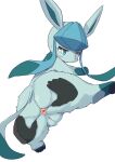  anus blue_body blue_eyes blush butt disembodied_hand duo eeveelution female feral generation_4_pokemon genitals glaceon hi_res koorinezumi looking_at_viewer nintendo pokemon pokemon_(species) pussy simple_background spread_anus spreading thick_thighs video_games white_background 