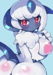  absol anthro big_breasts blush breasts butt female generation_3_pokemon looking_at_viewer nekoyuu nintendo nipples pok&eacute;morph pokemon pokemon_(species) red_eyes solo thick_thighs video_games white_body 