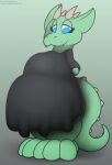  anthro belly big_belly big_breasts breasts clothed clothing digital_media_(artwork) female foxball happy hi_res huge_breasts looking_at_viewer reptile scalie simple_background smile solo standing 
