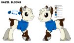  2019 bovid brown_body brown_eyes brown_fur caprine clothing ear_tag feral fur goat hazel_bloons_(artist) hazel_bloons_(character) hi_res hoodie horn looking_at_viewer male mammal model_sheet simple_background smile solo text topwear white_body white_fur 