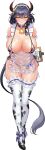  1girl ajax_(last_origin) animal_ears animal_print apron areola_slip arms_behind_back badge bell belt bikini black_hair blue_collar blue_ribbon blush braid breasts button_badge clipboard collar collarbone corgi_(corgi0322) covered_navel covered_nipples cow_ears cow_girl cow_print cow_tail elbow_gloves fake_animal_ears fake_horns fake_tail food frilled_apron frilled_bikini frilled_gloves frilled_thighhighs frills fruit full_body game_cg gloves grapes hair_between_eyes headband high_heels highres holding horn_ornament horned_headwear horns huge_breasts last_origin maid_bikini micro_bikini neck_bell official_alternate_costume official_art orange_eyes ribbon ribbon-trimmed_footwear ribbon-trimmed_legwear ribbon_trim see-through see-through_apron short_hair single_braid solo string_bikini sweat swimsuit tachi-e tail thighhighs tight transparent_background white_gloves wide_hips 