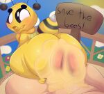  anal anal_penetration antennae_(anatomy) anthro anthro_penetrated arthropod arthropod_abdomen asty_(plushtrapboyuwu) bee big_butt big_penis black_sclera blush bodily_fluids butt colored_cum cum cum_in_ass cum_inside cum_on_butt cum_on_penis duo english_text exclamation_point genital_fluids genitals hi_res huge_butt huge_penis human human_on_anthro human_penetrating human_penetrating_anthro hymenopteran insect interspecies male male/male mammal nude open_mouth penetration penis plushtrapboyuwu sex sign text thick_thighs unusual_bodily_fluids unusual_cum unusual_genital_fluids white_body white_eyes white_skin yellow_body yellow_cum 