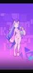  18:39 anthro blue_hair breasts colored doranana felid feline female genitals glowing hair hi_res mammal paws pink_body pussy small_breasts solo space_leaper:cocoon 