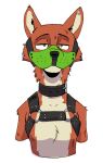  33xtc absurd_res animal_mask anthro bdsm bedroom_eyes bondage bondage_gear bound canid canine collar disney fox harness hi_res male mammal mask narrowed_eyes nick_wilde petplay pup_mask puppyplay roleplay seductive shirtless simple_background skinny solo submissive submissive_male zootopia 