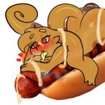  &lt;3 &lt;3_eyes 1:1 alpha_channel ambiguous_gender anthro anus big_butt blush brown_body brown_fur butt curvy_figure eyelashes food fur girly hot_dog long_ears looking_pleasured open_mouth paws puffy_anus ral raljoy solo tojol tongue tongue_out unusual_fluid voluptuous yellow_tongue 