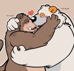  &lt;3 2022 anthro black_nose blush brown_body duo embrace felid grey_body hi_res hug jakegr male male/male mammal overweight overweight_male ursid 