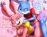  5:4 absurd_res anthro areola babs_bunny breasts buster_bunny female hi_res lagomorph leporid male mammal mightycock_(artist) nipples pink_areola pink_nipples rabbit sex tiny_toon_adventures warner_brothers 