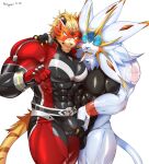  absurd_res anthro blush duo felid generation_7_pokemon hi_res legendary_pokemon male male/male mammal nekogaki0324 nintendo pantherine pokemon pokemon_(species) solgaleo tiger video_games 