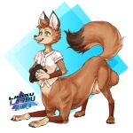  balls bottomless canid canid_taur canine canine_taur casual_nudity clothed clothing dixie_seterdahl fox fox_taur genitals hi_res larru-larru mammal mammal_taur multi_genitalia multi_penis penis sport taur 