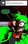  2019 absurd_res anthro ask_blog avian bird blood bodily_fluids clothing cuculiform digital_media_(artwork) drooling english_text feathers female gore green_body green_feathers gun gun_to_head hi_res kiwi_(viroveteruscy) message new_world_ground_cuckoo open_mouth ranged_weapon red_eyes roadrunner russian_roulette saliva shirt solo speech_bubble text topwear user_avatar user_message username viroveteruscy warning_cream_filled weapon 