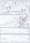  action_scene aircraft ambiguous_gender anthro black_and_white canid canine canis cloud cloudscape comic dialogue duo english_text explosion field gun gunshot hair kitfox-crimson long_hair machine mammal mecha melee_weapon monochrome mountain onomatopeia ranged_weapon sketch sky swastika sword text weapon 