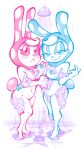  absurd_res animal_crossing anthro bathing bedroom_eyes breast_squish breasts chrissy_(animal_crossing) clothing digital_media_(artwork) duo female francine_(animal_crossing) headgear headwear hi_res isabelleorgasms lagomorph leporid looking_at_viewer mammal narrowed_eyes nervous nintendo nipples nude rabbit seductive shower sibling sister sisters smile soap squish video_games water 