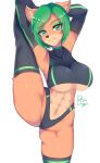  abs activision ami_bandicoot anthro breasts clothing crash_bandicoot_(series) crash_team_racing_(series) drogodoggo female fur gloves green_hair hair handwear hi_res legwear raised_leg solo thick_thighs thigh_highs under_boob video_games 