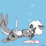  1:1 anthro bodily_fluids changed_(video_game) cum duo female fish genital_fluids hi_res leaking_cum marine requiem_shark shark shark_fin shark_tail sleeping solo somesadguyig the_shark_(changed) tiger_shark underwater water 