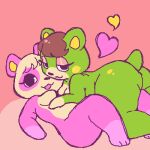  &lt;3 1:1 2021 animal_crossing anonymous_artist anthro bedroom_eyes blush breasts brown_hair butt charlise_(animal_crossing) duo eyelashes female fur green_body green_fur hair half-closed_eyes looking_at_viewer low_res lying_on_another mammal narrowed_eyes nintendo nude open_mouth pink_body pink_fur pinky_(animal_crossing) seductive simple_background smile smiling_at_viewer thick_thighs ursid video_games white_hair 