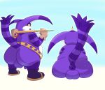  absurd_res anthro anus backsack balls big_the_cat butt clothing domestic_cat felid feline felis fishing genitals hi_res male mammal mcerror mostly_nude overweight overweight_anthro overweight_male puffy_anus purple_body sega sketch solo sonic_the_hedgehog_(series) 