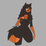  1:1 anthro breast_grab breasts canid canine canis dobermann domestic_dog female genitals hand_on_breast hi_res imghostkitty mammal pinscher pussy simple_background solo 