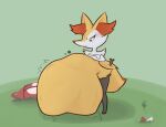  angry anthro anthro_pred backpack belly big_belly braixen bruised clothing crossed_arms digestion digital_media_(artwork) discarded_clothing discarded_object emanata female female_pred generation_6_pokemon larger_prey navel nintendo oral_vore pokeball pokemon pokemon_(species) smaller_pred tachidomatte video_games vore 