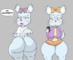  aggressive_retsuko anthro big_breasts big_butt blue_body blush blush_stickers bottomless bottomwear bow_(feature) breasts butt cellphone chinchilla chinchillid clothed clothing cross-popping_vein curvy_figure female fur hashidoodle headgear headwear holding_clothing holding_object holding_panties holding_underwear huge_butt looking_at_viewer looking_back looking_back_at_viewer mammal manaka_(aggretsuko) miniskirt panties panty_peek panty_shot phone rodent sanrio simple_background skirt smartphone solo speech_bubble text thick_thighs underwear voluptuous wide_hips 