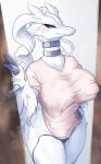  absurd_res anthro blue_eyes blush breasts claws clothed clothing female generation_5_pokemon healingpit hi_res legendary_pokemon looking_at_viewer nintendo pokemon pokemon_(species) reshiram solo underwear video_games 
