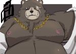  2022 anthro belly ben_(zenless_zone_zero) big_belly brown_body clothed clothing kemono male mammal moobs nipples open_clothing open_shirt open_topwear overweight overweight_male scar shirokumaou shirt solo topwear ursid zenless_zone_zero 