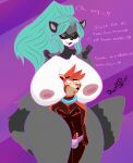  abstract_background ailurid anthro ara_ara bodily_fluids breasts clothing collar cum dialogue dominant dominant_female duo female fluffy fluffy_tail genital_fluids genitals hi_res hypnosis koda_(koda_the_gamer) lisara male male/female mammal mind_control mommy_kink nipples panties penis procyonid raccoon radiantyeen red_panda submissive submissive_male thighs underwear 