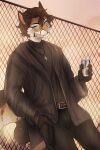  2022 5_fingers anthro brown_hair claws clothed clothing day detailed_background digital_media_(artwork) eyebrows eyelashes felid feline fingers hair hi_res kristiana_puff looking_at_viewer male mammal outside sky solo 