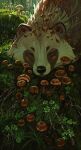 2022 ailurid ambiguous_gender black_nose day detailed_background digital_media_(artwork) feral forest fungus geosaiko1267 grass hi_res mammal moss outside plant red_panda smile solo tree 