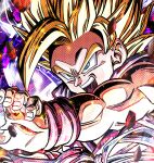  aura blonde_hair blue_eyes dougi dragon_ball dragon_ball_gt highres incoming_attack kamehameha karate_gi martial_arts martial_arts_belt monkey_tail open_mouth saiyan son_goku spiked_hair super_saiyan super_saiyan_2 tail teeth uniform ushi_(akabec0) 