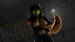  3d_(artwork) anthro black_clothing black_hair breasts canid canine carmelita_fox clothed clothing cosplay digital_media_(artwork) ear_piercing exposed_breasts face_tentacles female finger_tentacles fox green_eyes hair hi_res mammal ok_bruh piercing serleena_(men_in_black) sly_cooper_(series) solo sony_corporation sony_interactive_entertainment source_filmmaker sucker_punch_productions tentacles tentacles_with_teeth video_games warfare_machine 
