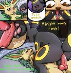  absurd_res anal animal_genitalia animal_penis anus balls blush bodily_fluids butt canine_penis comic cowgirl_position dialogue duo eeveelution feral foot_fetish foot_lick foot_play from_front_position frottage generation_2_pokemon generation_4_pokemon genital_fluids genitals glowing glowing_markings hi_res laserkitten leaf leafeon licking lube lying male male/male markings nintendo on_back on_bottom on_top pawpads paws penetration penis pokemon pokemon_(species) precum saliva saliva_on_penis saliva_on_tongue saliva_string sex shallow_penetration teasing thick_thighs tongue tongue_out umbreon video_games 