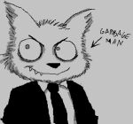  anthro arrow_sign black_clothing business_suit canid canine canis clothing dreamworks fangs fluffy looking_at_viewer low_res male mammal mr._wolf_(the_bad_guys) necktie rhonbon suit text the_bad_guys wolf 