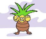  claws ed_edd_n_eddy exeggutor facing_viewer frown full_body grin keith_stack looking_up multiple_heads no_humans parody pokemon pokemon_(creature) simple_background smile solo standing style_parody toon_(style) v-shaped_eyebrows 