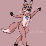  ambiguous_gender anthro black_ears black_fingers black_nose blue_eyes cheek_tuft facial_tuft feet fluffy fluffy_neck_fur fluffy_tail fur furry_dragon gem gumdropthedragon_(nyrinx) heart_(marking) neck_tuft nyrinx pink_body pink_fur solo toes tuft 