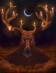  absurd_res anthro candle candlelight cervid digital_media_(artwork) flower hi_res horn kahlua_caribou light looking_at_viewer male mammal moon plant solo 