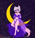  absurd_res anthro caliluminos canid canine canis clothing dress female hi_res invalid_tag mammal moon sitting solo wolf 