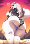  anthro big_breasts big_butt blush breasts butt canid canid_demon demon dialogue female hellhound helluva_boss huge_butt looking_at_viewer looking_back looking_back_at_viewer loona_(helluva_boss) mammal pantheradraws solo 