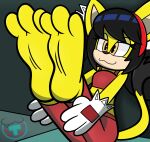  anthro barefoot black_hair exercise feet felid feline female hair hi_res honey_the_cat mammal mintytempest sega soles solo sonic_the_fighters sonic_the_hedgehog_(series) toes workout yoga 