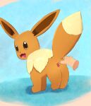  anus brown_body brown_eyes censored disembodied_hand duo eevee exclamation_point female feral generation_1_pokemon genitals hi_res nintendo open_mouth pokemon pokemon_(species) pussy raised_tail video_games 