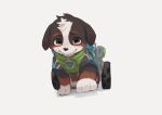  absurdres animal_ears aru_(aru7g) closed_mouth commentary_request dog dog_ears highres looking_at_viewer no_humans paw_patrol rex_(paw_patrol) smile white_background 