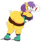 anthro archie_comics big_breasts big_butt boots bottomwear breasts butt clothing ear_piercing ear_ring eulipotyphlan exclamation_point female footwear gloves green_eyes hair handwear herpestid huge_breasts huge_butt long_hair looking_back mammal mina_mongoose mongoose piercing purple_hair ring_piercing sega shirt shoes shorts solo sonic_the_hedgehog_(archie) sonic_the_hedgehog_(comics) sonic_the_hedgehog_(series) tail topwear undressing undressing_self zenosteel2099