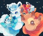 2025 alolan_form alolan_vulpix ambiguous_gender blue_eyes brown_eyes canid canine duo feral fur generation_1_pokemon generation_7_pokemon hi_res mammal mask multi_tail nintendo orange_body orange_fur pawpads paws pokemon pokemon_(species) regional_form_(pokemon) simple_background tail vulpix white_body white_fur zoroa553