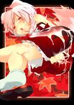  animal_ears cum detached_sleeves geta inubashiri_momiji karochii silver_hair solo tail touhou wolf_ears wolf_tail 