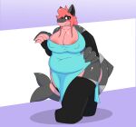 absurd_res amanda_(sugar_but_nsfw) anthro arm_warmers armwear belly belly_overhang big_belly big_breasts big_butt big_tail blush breasts butt clothed clothing digital_drawing_(artwork) digital_media_(artwork) dress erect_nipples eyelashes female fish glistening glistening_body hair half-closed_eyes hand_on_hip happy hi_res huge_breasts huge_tail huge_thighs legwear long_hair looking_at_viewer marine markings mature_female narrowed_eyes nipple_outline nipples oblivious overweight overweight_anthro overweight_female pantsless raised_hand shaded shark shark_fin shark_tail solo stretched_clothing sugar_but_nsfw tail thick_tail thick_thighs thigh_highs three-quarter_view tight_clothing tight_fit walking wave wide_hips