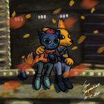 absurd_res anthro canid canine domestic_cat duo felid feline felis female fox gregg_lee hi_res huge_filesize mae_borowski male male/female mammal night_in_the_woods sean_serpentine