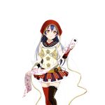  1girl arm_warmers black_thighhighs blue_hair brown_eyes fabric fairy_tale_(love_live!) floral_print frills hair_between_eyes holding japanese_clothes light_blush long_hair love_live! love_live!_school_idol_festival love_live!_school_idol_project mismatched_arm_warmers mismatched_thighhighs official_alternate_costume official_art pleated_skirt red_arm_warmers red_thighhighs skirt sleeveless smile solo sonoda_umi thighhighs third-party_source transparent_background tsuru_no_ongaeshi veil white_arm_warmers zettai_ryouiki 