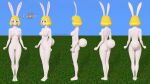  3d_(artwork) absurd_res anthro blonde_hair carrot_(one_piece) celces_(artist) digital_media_(artwork) female hair hi_res lagomorph leporid long_ears mammal minkmen_(one_piece) multiple_poses nipples nude one_piece pose rabbit sky smile solo tail_tuft tuft white_body white_tail 